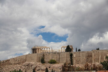 The Acropolis overlooking from Acropolis Museum, Athens, Greece