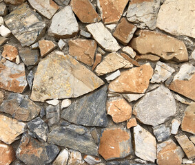 Old ancient wall with different stones as abstract background