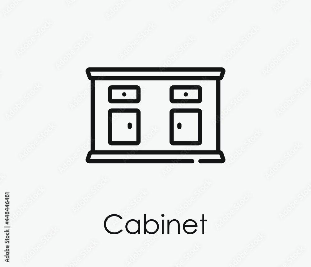 Poster cabinet vector icon. editable stroke. symbol in line art style for design, presentation, website or 