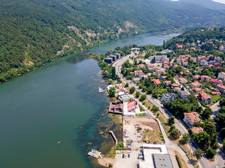 Aerial summer view of Pancharevo lake, Bulgaria