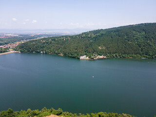 Fototapeta premium Aerial summer view of Pancharevo lake, Bulgaria