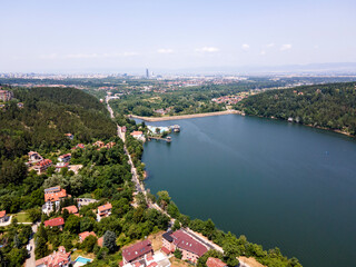 Naklejka premium Aerial summer view of Pancharevo lake, Bulgaria