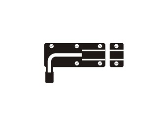 Door latch simple illustration in black and white.