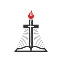 Christian illustration. Church logo. The Word of God is a two-edged sword.