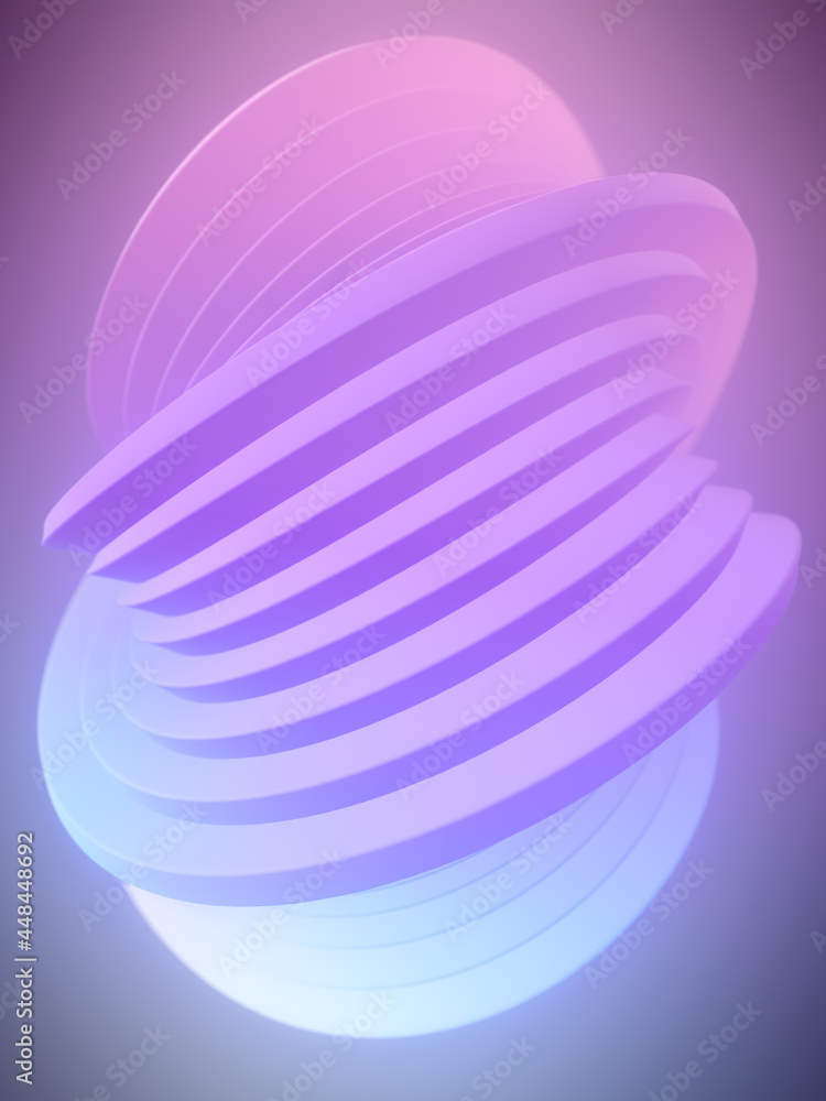 Aufkleber wavy curved fluid shapes with trendy pink gradient. minimal geometric background. 3d rendering digit