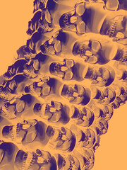 Pillar of skulls in cartoon style. Protest Art. Abstract graphic design. 3d rendering digital illustration
