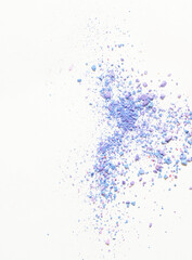 Photo of violet smear texture of cosmetic on white background.
