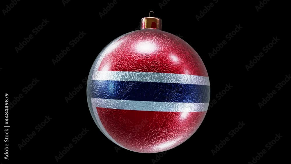Poster realistic 360-degree seamless looping spin of the norway flag christmas ball 3d animation rendered i