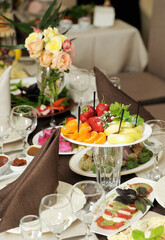 National georgian food, reserved table, setting for a dinner
