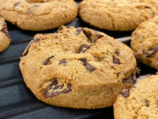 Freshly baked cookies on a tray