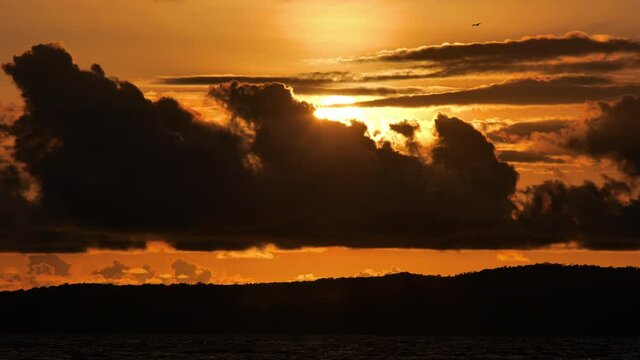 Cloudy yellow sunset osa peninsula silhouette Costa Rica beautiful tropical fire sky