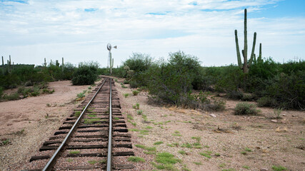 Old railroad tracks in the desert east of Phoenix