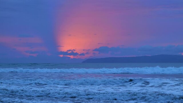 Pastel sunset cloudy day over osa peninsula Costa Rica tropical destination surf spot