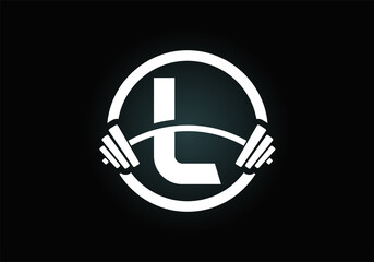 Initial L monogram alphabet with a barbell. Lifting vector logo design. Modern vector logo for bodybuilding, gym, fitness club, business, and company identity