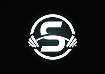 Initial S monogram alphabet with a barbell. Lifting vector logo design. Modern vector logo for bodybuilding, gym, fitness club, business, and company identity