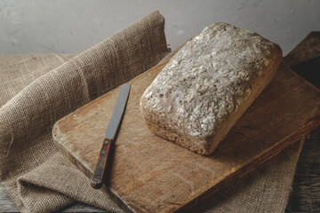 Homemade natural rye-wheat bread.