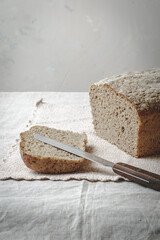 Homemade natural rye-wheat bread.