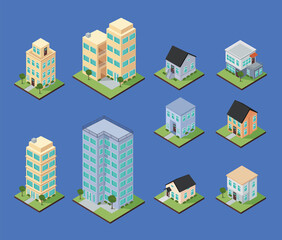 isometric houses and apartments