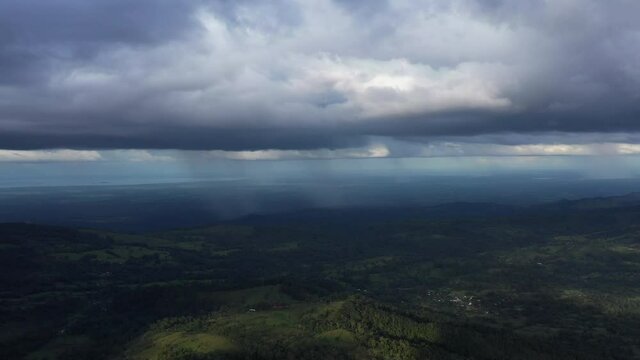 Cloudy rainy landscape over Arenal Tempisque Conservation Area Costa Rica countryside 
