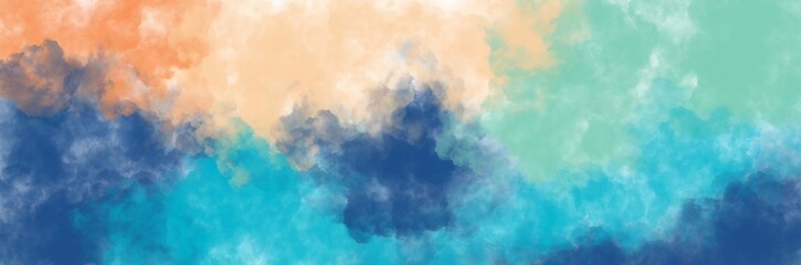 Abstract painting arts with sky blue and pastel orange brush for presentation, card background, wall decoration, or t-shirt design