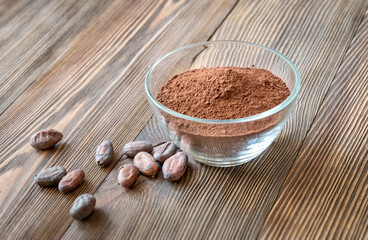 Bowl of cocoa powder