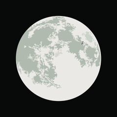 Луна вектор в плоском стиле. Moon vector in flat style. Black background.