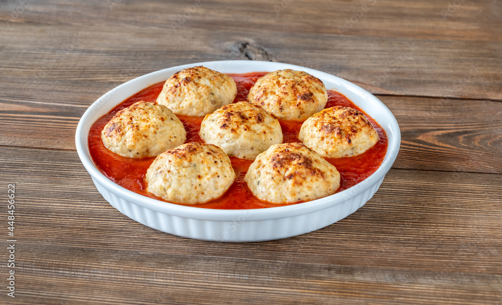 Wall mural bowl of meatballs with tomato sauce