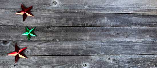 Star shapes on faded wood for merry Christmas or happy New Year holiday celebration