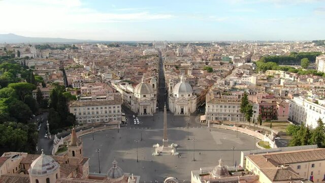 Aerial view of Piazza del Popolo (People's Square), Rome, Italy