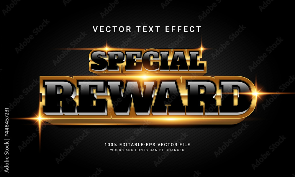 Poster special reward 3d editable text style effect with modern black color