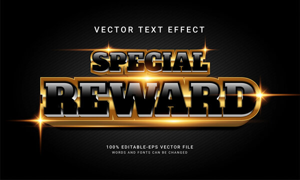 Special reward 3d editable text style effect with modern black color
