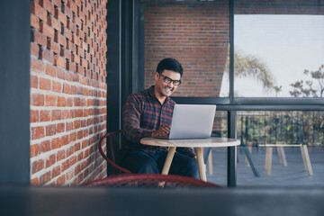 asian man work using computer hand typing laptop keyboard contact us.student study learning...