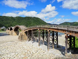 Photo sur Plexiglas Le pont Kintai 山口県錦帯橋、木造橋の構造。