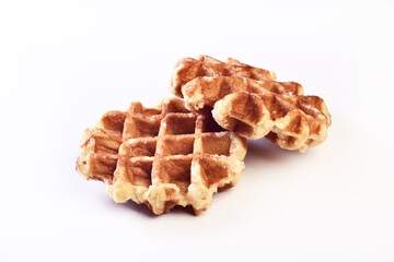 Belgian waffles isolated on white background 