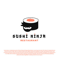 Sushi ninja logo template, Japanese traditional food. Asian sushi restaurant vector illustration logo © restu