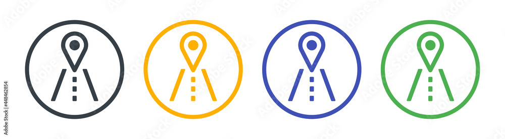 Poster route to destination vector icon set. graphic design