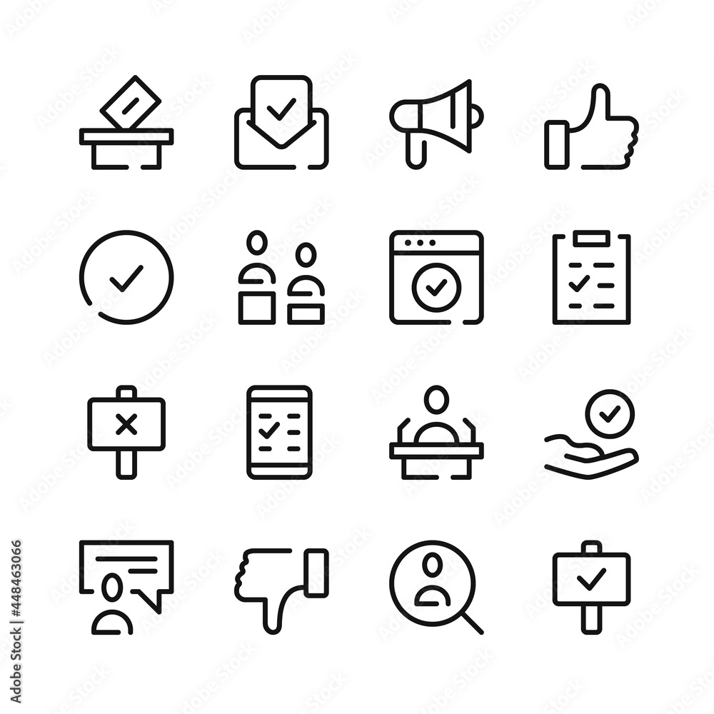 Poster voting icons. vector line icons. simple outline symbols set