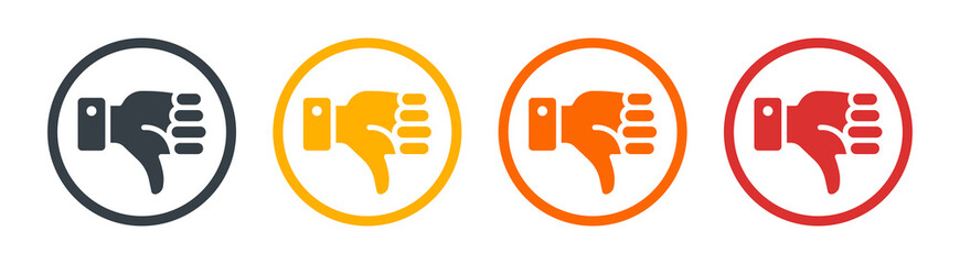 Thumb down icon set. Dislike symbol vector illustration.