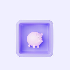 3d illustration of simple icon piggy banks on cube