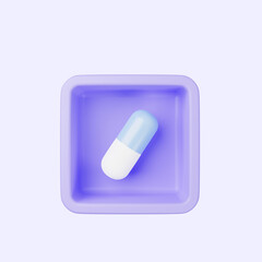 3d illustration of simple icon pills on cube