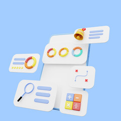 3d illustration of user interface on smartphone