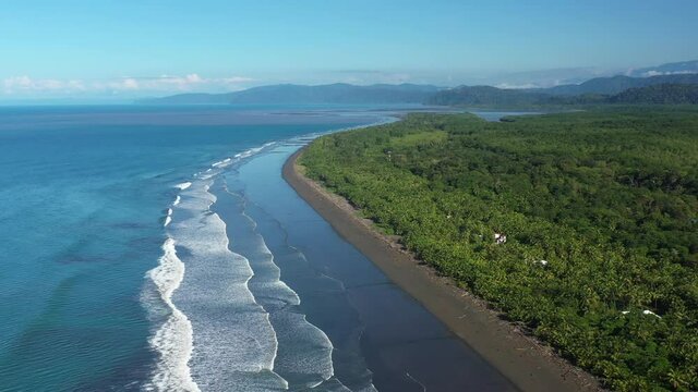 Aerial Costa Rica Zancudo peninsula Golfo Dulce sunny day paradise destination