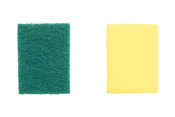 dish sponge with scouring pad isolated on white background