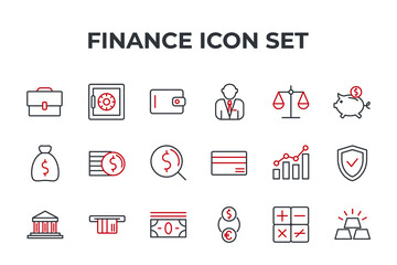 finance set icon, isolated finance set sign icon, vector illustration