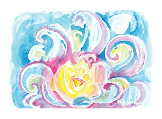 Blue yellow crimson abstraction vortex