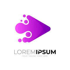 Fototapeta premium Simple play logo and water drop design vector