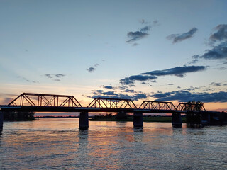 Naklejka premium Des Prairies rivers in Montreal at Sunset, Quebec, Canada