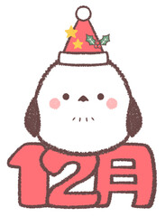 シマエナガとクリスマスの帽子と文字