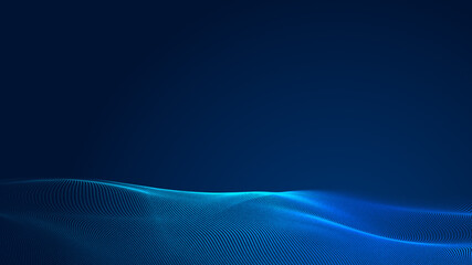 Dot blue wave light screen gradient texture background. Abstract  technology big data digital background. 3d rendering.