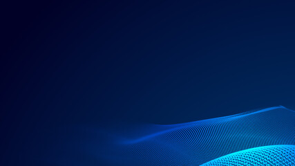 Obraz premium Dot blue wave light screen gradient texture background. Abstract technology big data digital background. 3d rendering.